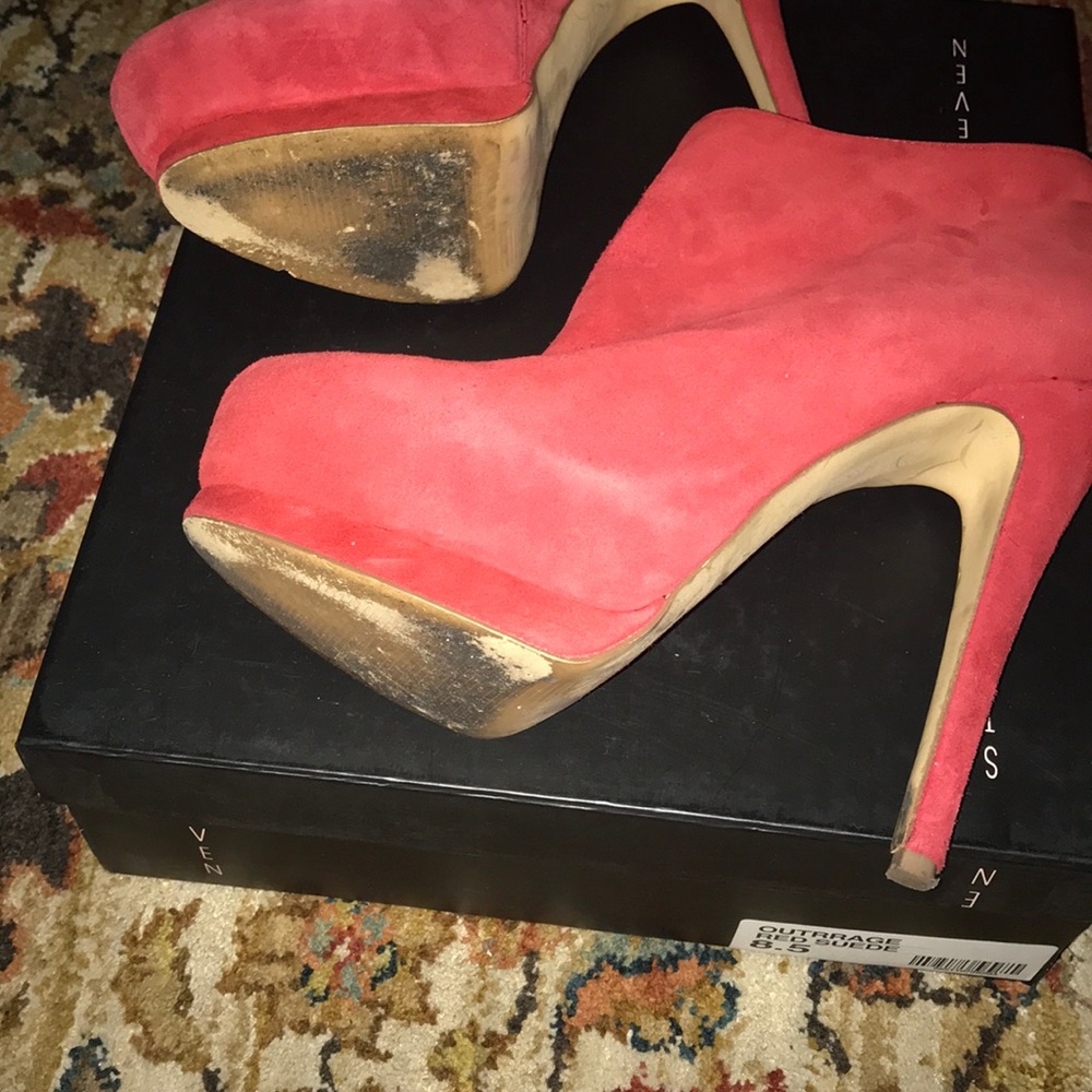 Red Suede Platform Booties.. - image 4
